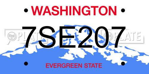 7SE207 Washington License Plate