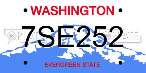 7SE252 Washington License Plate