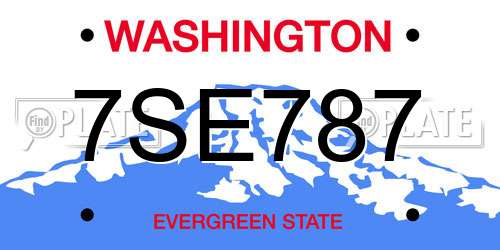 7SE787 Washington License Plate
