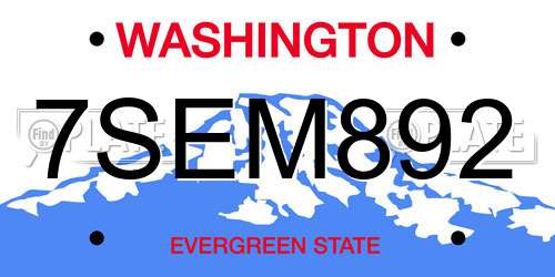 7SEM892 Washington License Plate