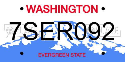 7SER092 Washington License Plate