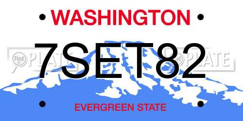 7SET82 Washington License Plate