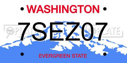 7SEZ07 Washington License Plate