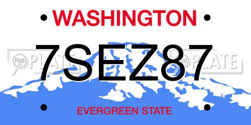 7SEZ87 Washington License Plate