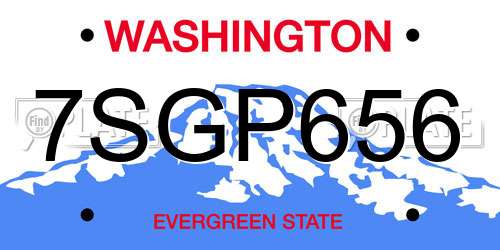 7SGP656 Washington License Plate