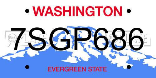 7SGP686 Washington License Plate