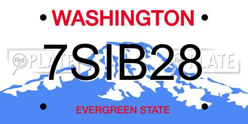 7SIB28 Washington License Plate