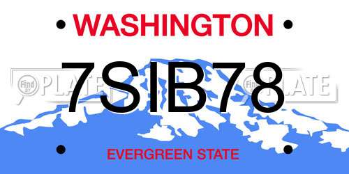 7SIB78 Washington License Plate