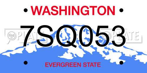 7SQ053 Washington License Plate