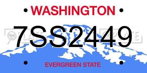 7SS2449 Washington License Plate