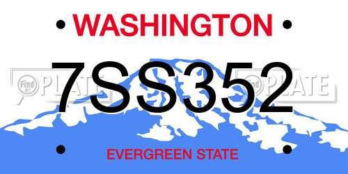 7SS352 Washington License Plate