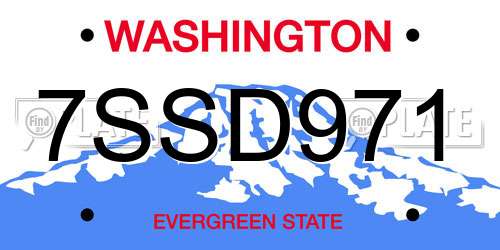 7SSD971 Washington License Plate