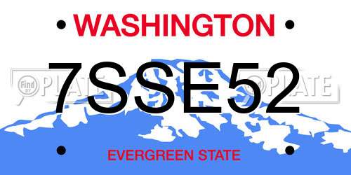 7SSE52 Washington License Plate