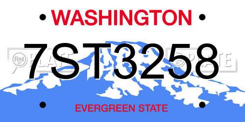 7ST3258 Washington License Plate