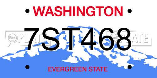 7ST468 Washington License Plate