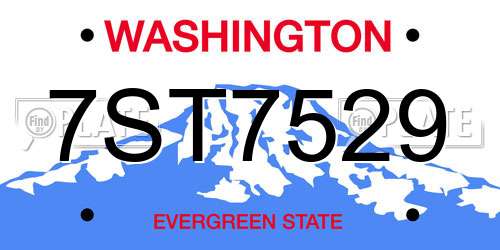 7ST7529 Washington License Plate