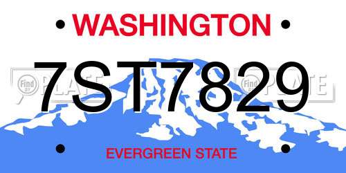 7ST7829 Washington License Plate