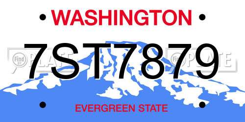 7ST7879 Washington License Plate