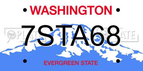 7STA68 Washington License Plate