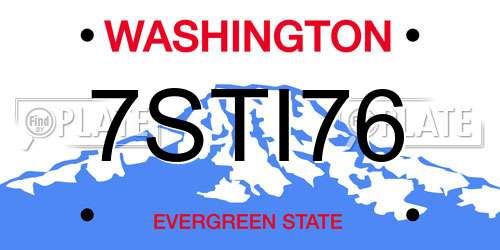 7STI76 Washington License Plate