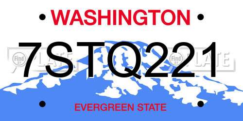 7STQ221 Washington License Plate