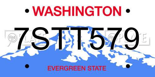 7STT579 Washington License Plate