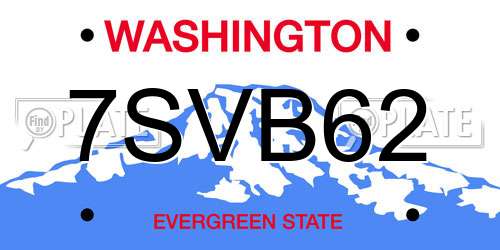 7SVB62 Washington License Plate