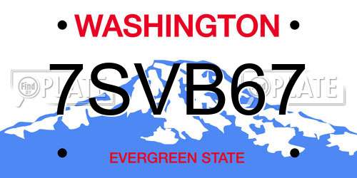 7SVB67 Washington License Plate