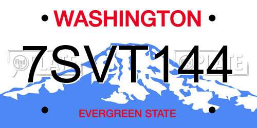 7SVT144 Washington License Plate