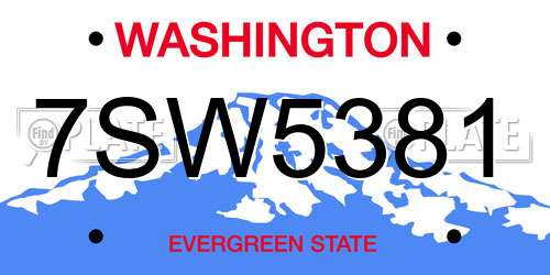 7SW5381 Washington License Plate