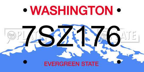 7SZ176 Washington License Plate
