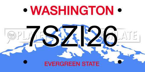 7SZI26 Washington License Plate