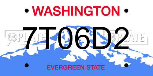 7T06D2 Washington License Plate