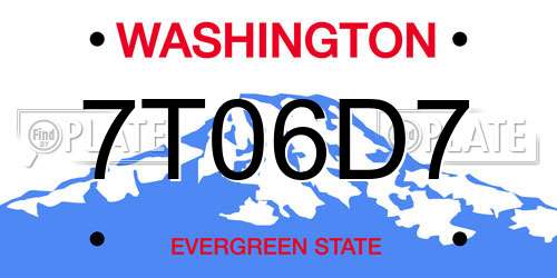 7T06D7 Washington License Plate