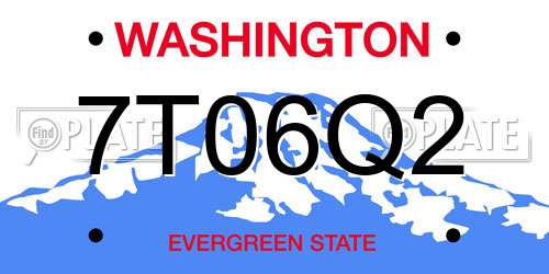 7T06Q2 Washington License Plate