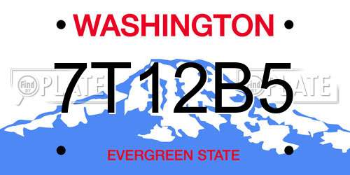 7T12B5 Washington License Plate