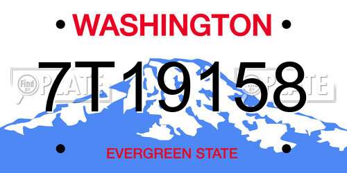 7T19158 Washington License Plate
