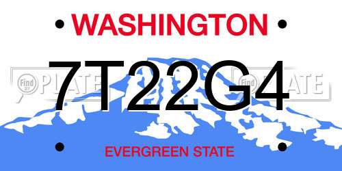 7T22G4 Washington License Plate