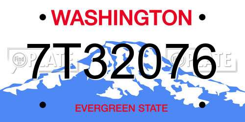 7T32076 Washington License Plate