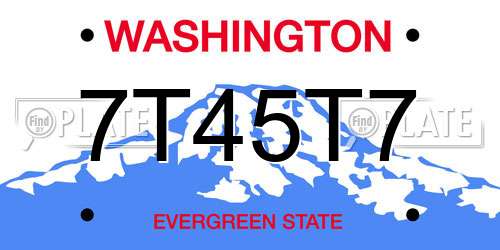 7T45T7 Washington License Plate