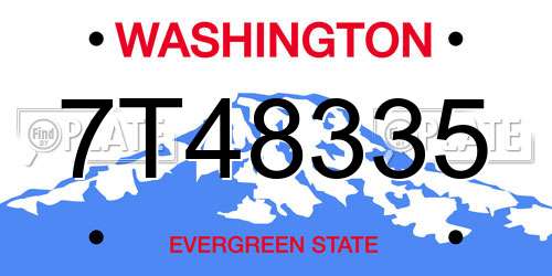 7T48335 Washington License Plate