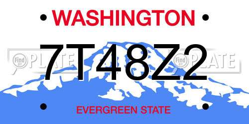 7T48Z2 Washington License Plate