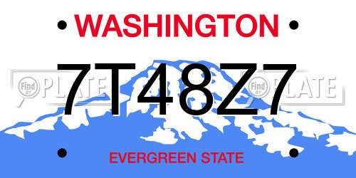 7T48Z7 Washington License Plate