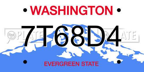 7T68D4 Washington License Plate