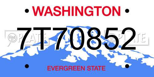 7T70852 Washington License Plate