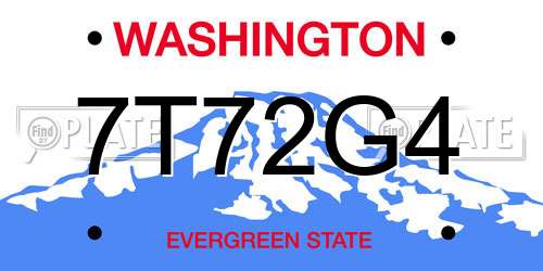 7T72G4 Washington License Plate