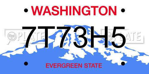 7T73H5 Washington License Plate