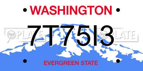7T75I3 Washington License Plate