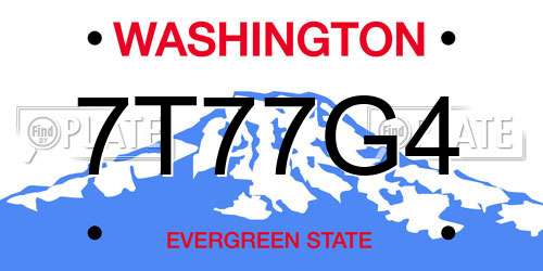 7T77G4 Washington License Plate