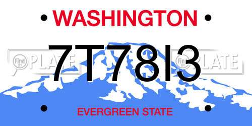 7T78I3 Washington License Plate